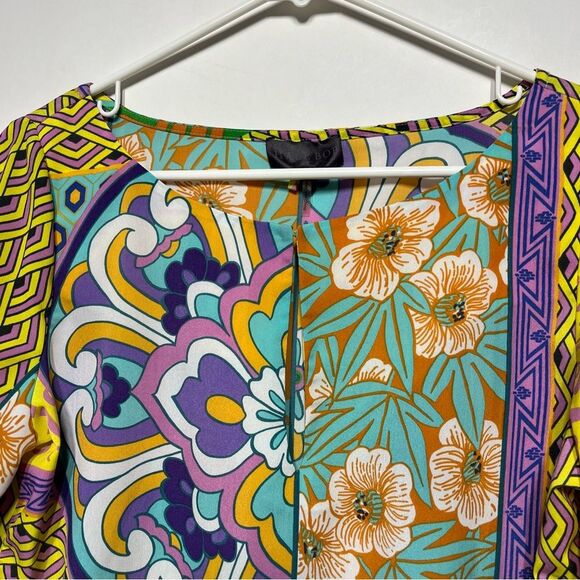 Hale Bob Long Sleeve Contrasting Print Shift Dress S NWOT - Picture 4 of 14